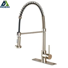 Deck Mounted Bathroom Kitchen Sink Faucet Crane Dual Spout Nozzle Kitchen Tap with Hot and cold Water Pull Down Spout