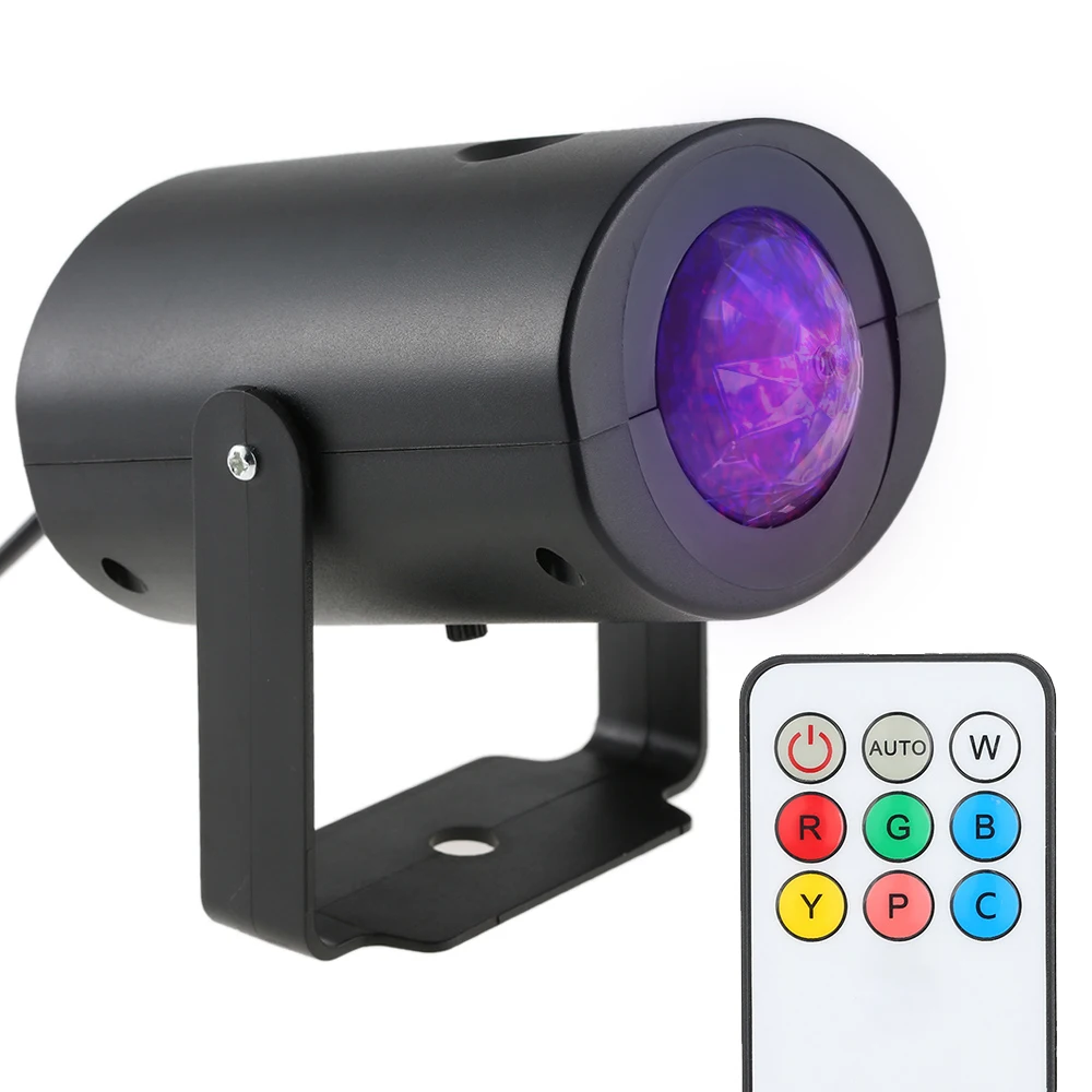 

9W Mini Stage Light Dj Laser Disco Ball Rgbw Water Wave Ripple Effect Disco Light IR Remote Static Color Strobe Light Stage