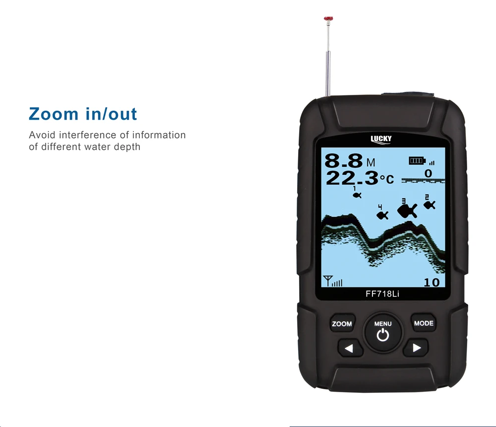 Menu de Russo! Localizador de Peixe Monitor sem Fio Sorte Ff718li w Real à Prova d' Água Sonar Fish Finder Sonar Fish Finder Profundidade Sonar 7 dwireless água peixe finder monitor sem fio