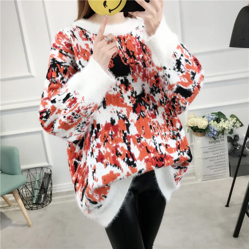 6292 (5 комната 3 № под новым чернильным узором) свободный свитер 63|loose sweater|pattern