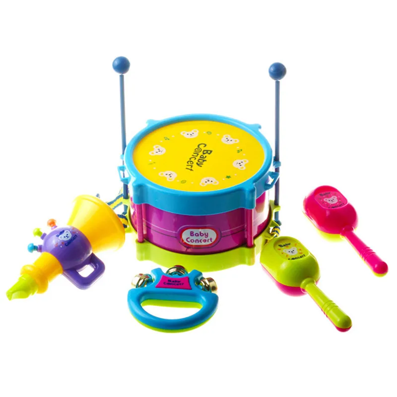 5pcs/set New Baby Drum Set Baby Kids Roll Drum Musical Instruments Band