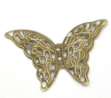 Doreen Box Lovely 50 Bronze Tone Butterfly Wraps Connectors 4.1×2.9cm (B15820)