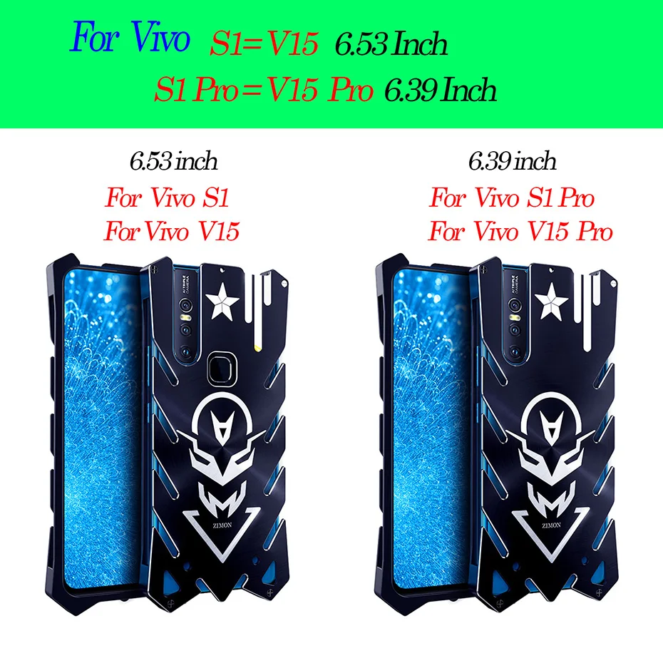 Zimon For Vivo V15 Pro Case Luxury Metal Armor Anti-fall Phone Cover With Dual-Use Hand Strap For Vivo S1 V15 Pro Cover Case