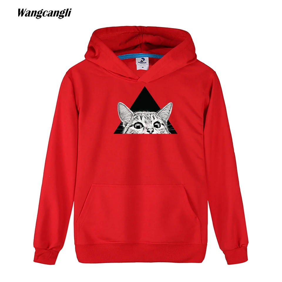 WANGCANGLI funny cat hoodies Men Sweatshirt fun mens hooded sweatshirt