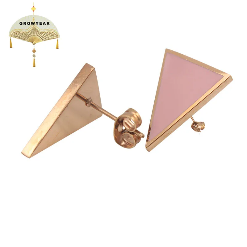 Enamel Stainless Steel Geometric Triangle Earrings Woman Girl Stud Earring Fashion Jewelry 1 Piece Free Shipping | Украшения и