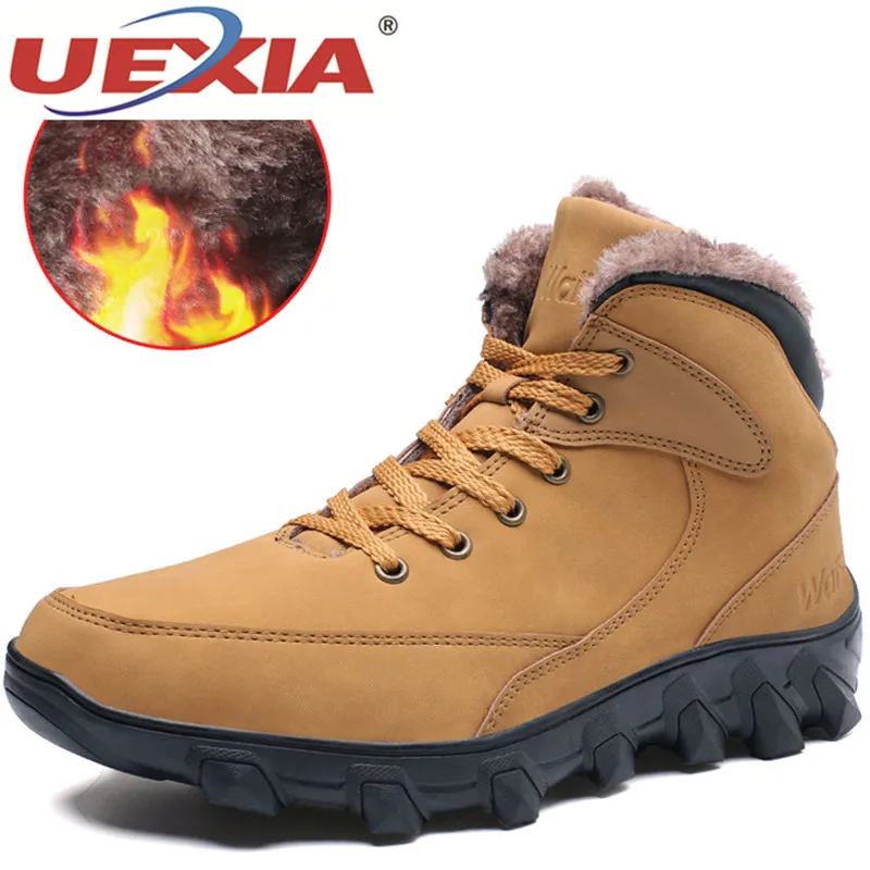 

UEXIA Super Warm Winter Plush Fur Shoes Ankle Snow Boots Men Shoes Winter For Men Footwear Fashion Male Rubber Handmade Botas
