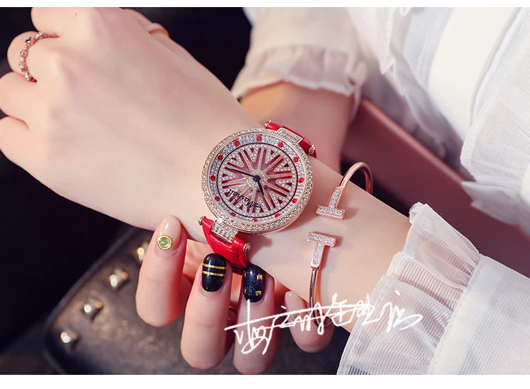 Роскошные брендовые красные модные платья женские часы водостойкие модные женские часы с бриллиантовым камнем стальной ремешок для часов