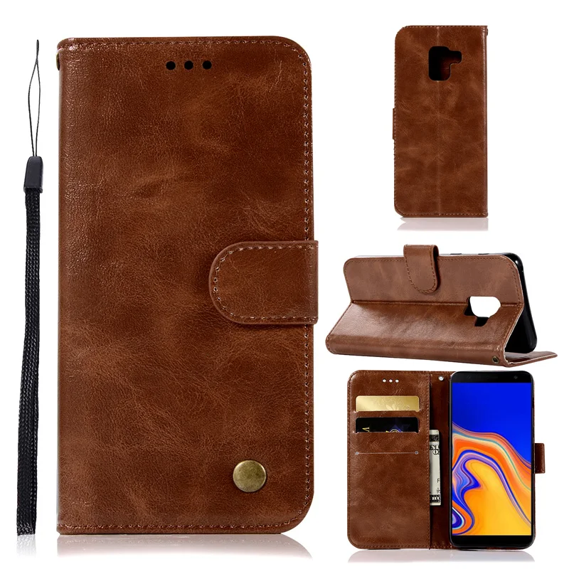 

Retro PU Leather Wallet Case For Samsung Galaxy J6 Plus Case J6 2018 Flip Cell Phone Bag For Funda Samsung J6 Prime Case Cover