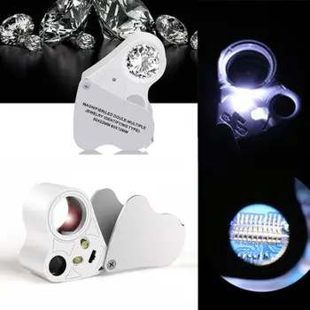 

60X 30X Glass LED Light Magnifying Magnifier Jeweler Eye Jewelry Loupe Loop
