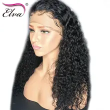Волосы ELVA 180% плотность 360 кружева спереди al парик бразильские волосы remy кудрявые кружева передние человеческие волосы парики предварительно сорванные с отбеленными узлами