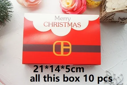 10 шт. 2 стиля на выбор красный Санта Клаус молочай Рождественский дизайн бумажная коробка печенье Макарон шоколадные вечерние DIY подарки упаковка - Цвет: all this style