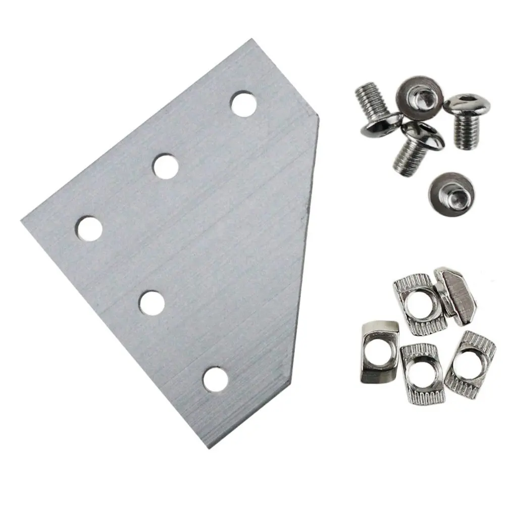 

1pcs T Slot L Shape 90 degree Joining Plate with M5x8 Hex Screw T nut, for 2020 v-slot Aluminum Profile CNC mill 3D