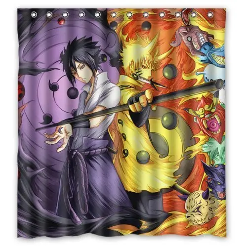 

Uzumaki Naruto VS Uchiha Sasuke Anime 180X180CM Custom Waterproof Shower Curtain Bathroom Curtains