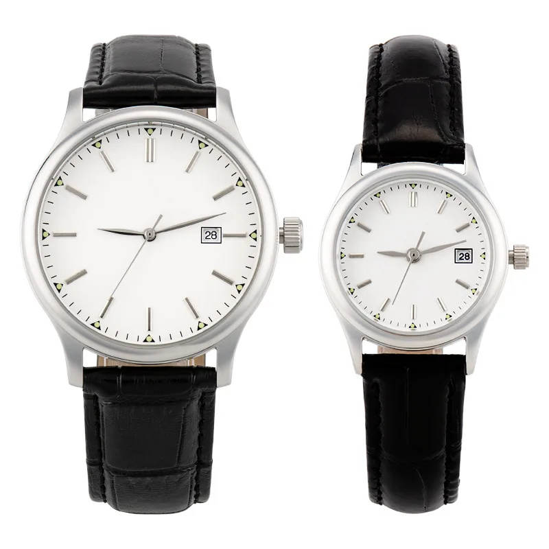 

2019 Sale Real Selling Fashionable Stainless Steel Watch Waterproof Table Calendar Couples Leather Strap Oem Custom Wholesale