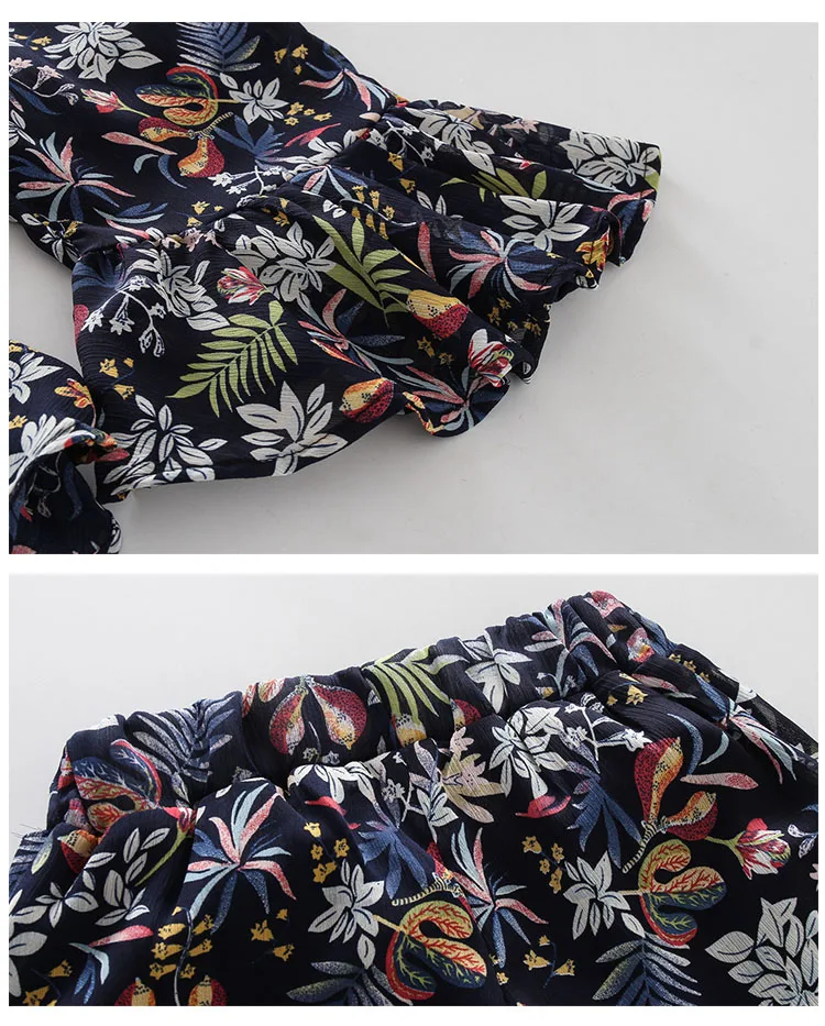 fashion printed flare pants for teenage baby girls high waist knee length chiffon new summer 2018 pant clothing teenager clothes (5)