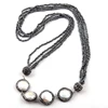 Joyería bohemia de moda, Mini collar de piedras de hematita y 4 perlas pavimentadas hechas a mano para mujeres, collar étnico ► Foto 3/3