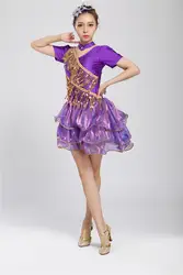 Новый Dult/Детское платье для латинских танцев для кисточкой стиль Обувь для девочек/леди ча/Румба/Samba/Танго/ костюмы для бальных танцев