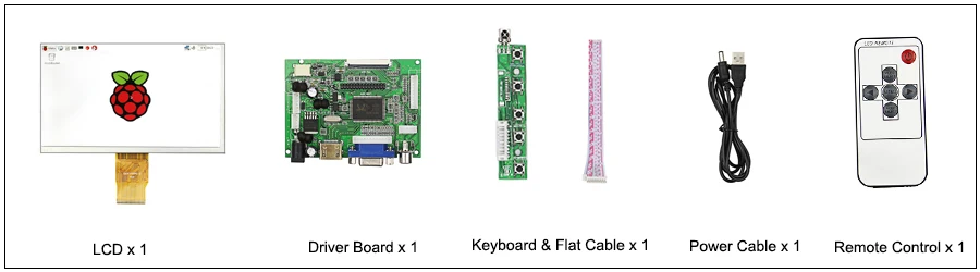 7 дюймов Raspberry Pi 4 Модель B ЖК-дисплей TFT 1024*600 экран+ плата драйвера HDMI VGA+ держатель+ пульт дистанционного управления для Pi 4B/3B+/3B