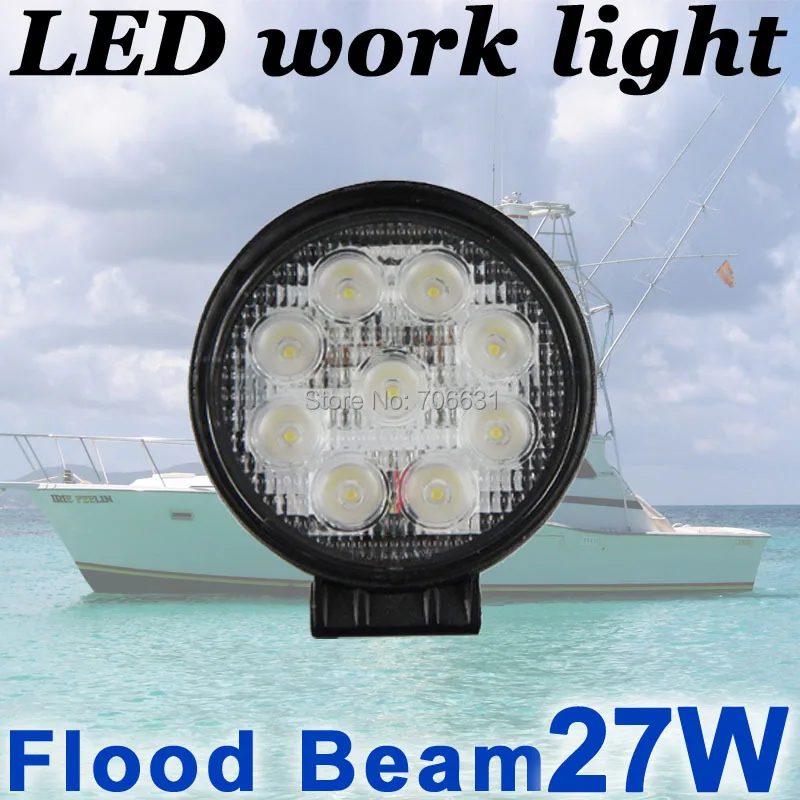 

THTMH 1X 27W ROUND  LED work Lamp Light Flood Beam Truck Trailer Off Road Marine SUV