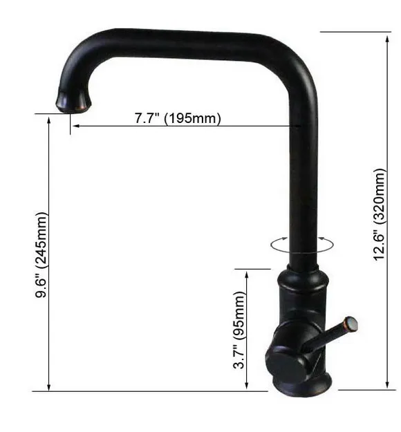 Kitchen Wet Bar Bathroom Vessel Sink Faucet Black Oil Rubbed Bronze One Handle Swivel Spout Mixer Tap Single Hole msf091