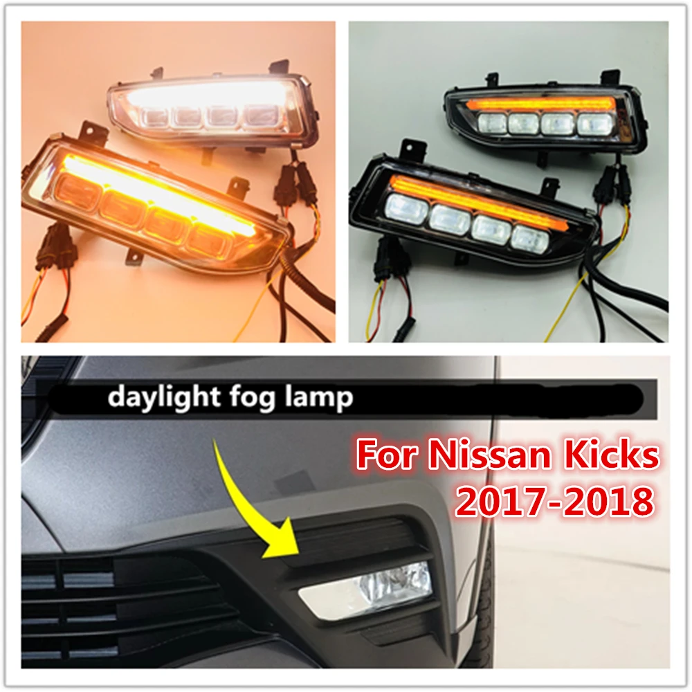 one sets Turn Signal style Relay 12V LED CAR DRL Daytime running lights with fog lamp hole for Nissan Kicks X-trail 2017 2018 one sets Turn Signal style Relay 12V LED CAR DRL Daytime running lights with fog lamp hole for Nissan Kicks X-trail 2017 2018