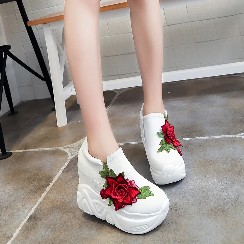 Laibedai/женские кроссовки; обувь для бега; женские дизайнерские кроссовки на шнуровке; толстая обувь на платформе; zapatos de hombre - Цвет: white