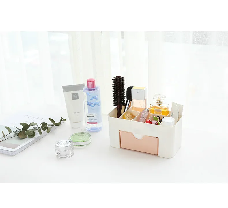Пластиковый макияж органайзер для макияжа щетка Коробка для хранения с ящиком ватная палочка чехол для хранения Escritori organizador de maquillaje
