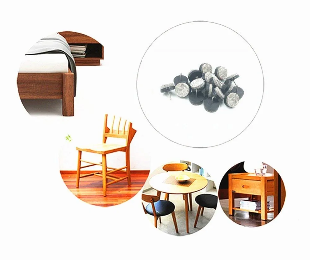 

40pcs For Wooden Furniture Chair Tables Leg Feet Furniture Felt Pad Round Heavy Duty Nail-on Slider Glide Pad Floor Protector
