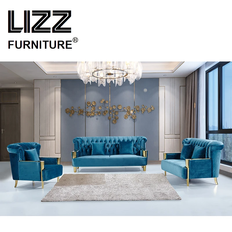 Divani Furniture Casa Modern Style Sofa Traditional Chesterfield Chair Sectional Fabric Sofa Sets For Home With Stainless Leg
