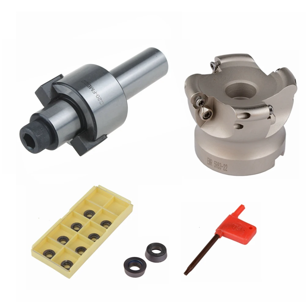 

C20-FMB22 Straight Shank Extension Rod EMR 5R 63-22 Face End Mill Cutter With 10pcs RDMT1003 Inserts CNC Tool