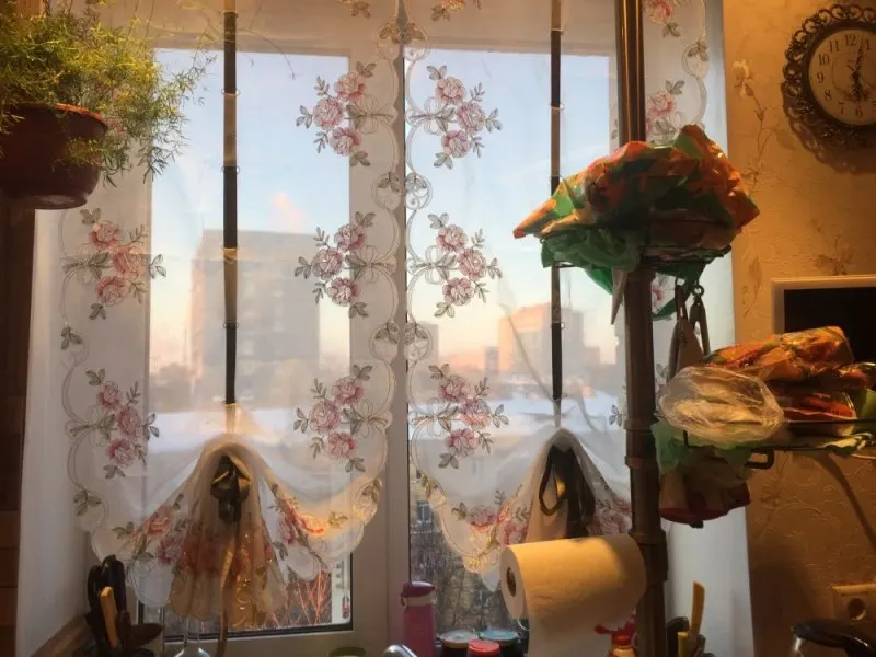 Sheer Curtains Window Curtains Decor Curtains Junwell Polyester Organza Embroidery Ribbon Roman Floral Kitchen Living Room Balcony