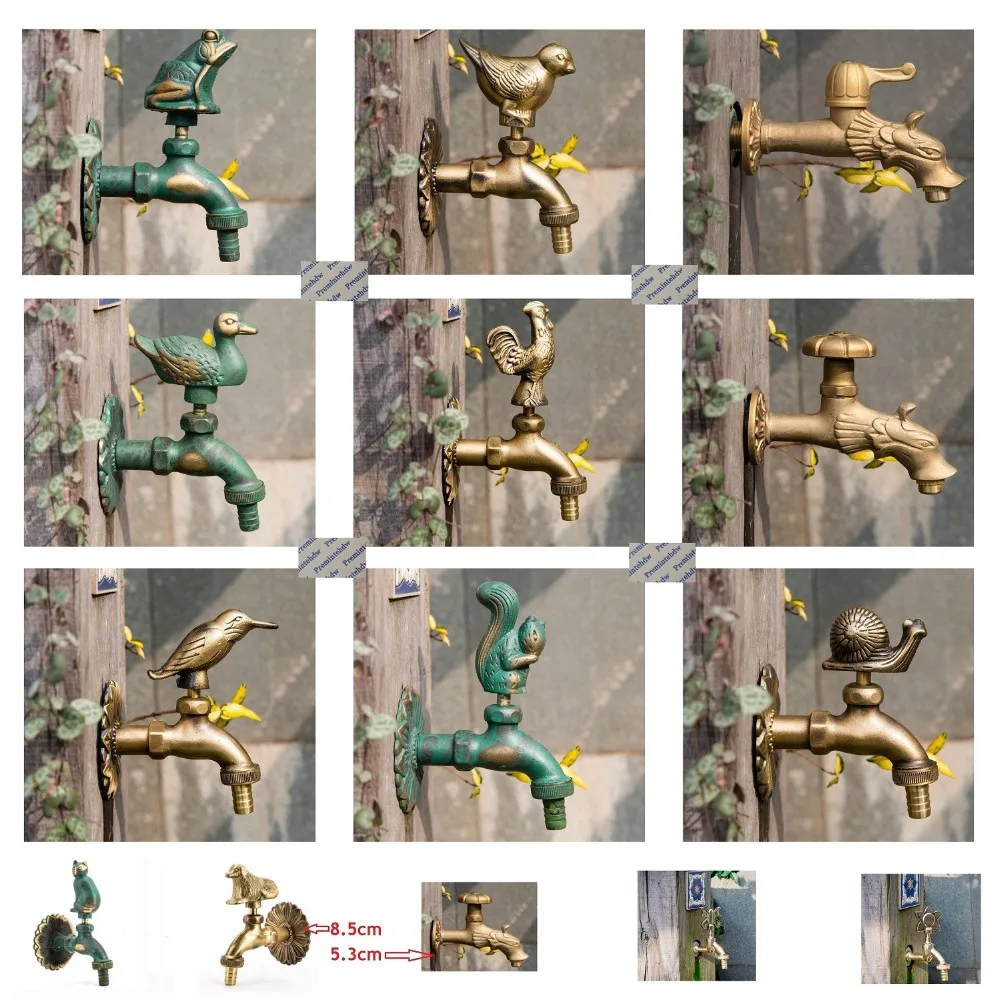 Montagem na Parede Torneira ao ar Rural do Vintage Premintehdw Livre Latão Maciço Jardim Animal Antigo Gato Cão Pássaro Pato Caracol Squirral g1 – 2