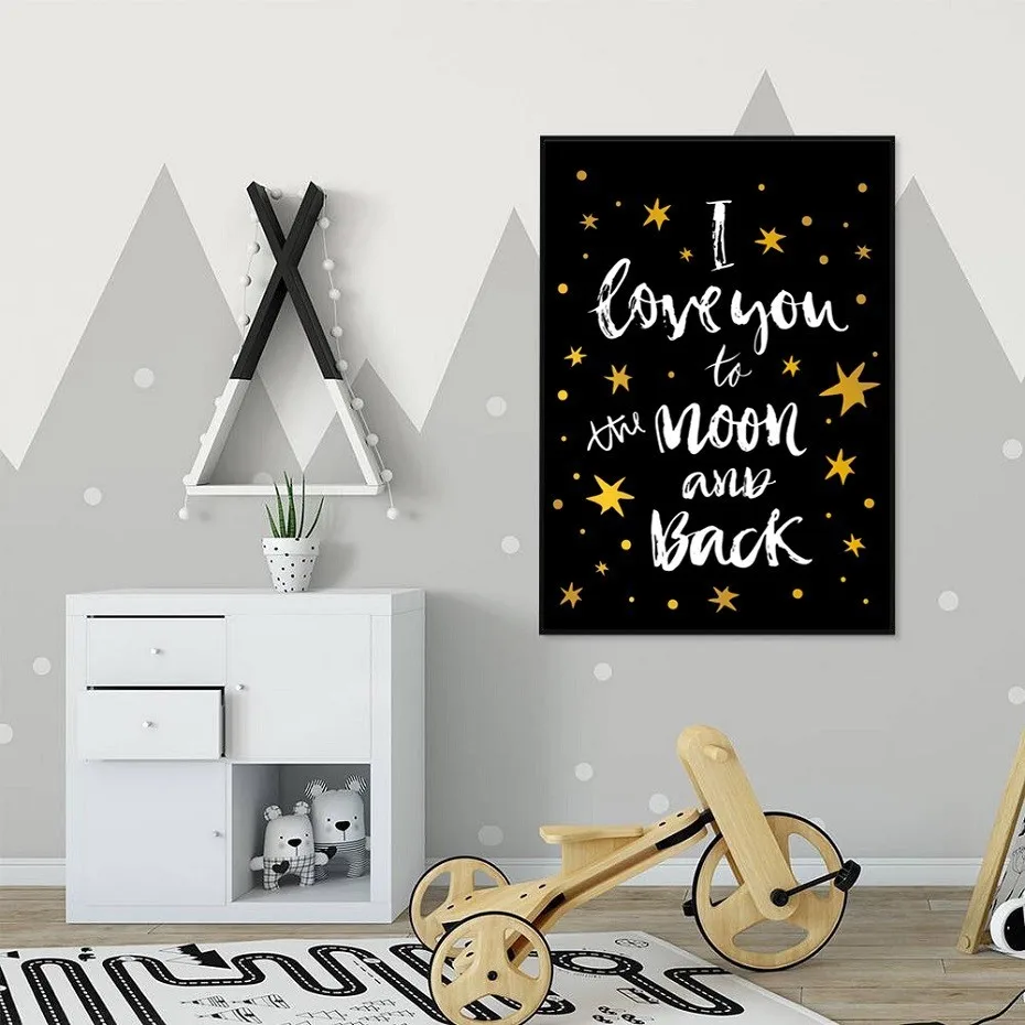Постеры для детской комнаты с надписью I love You to The Moon and Back|Рисование и каллиграфия|
