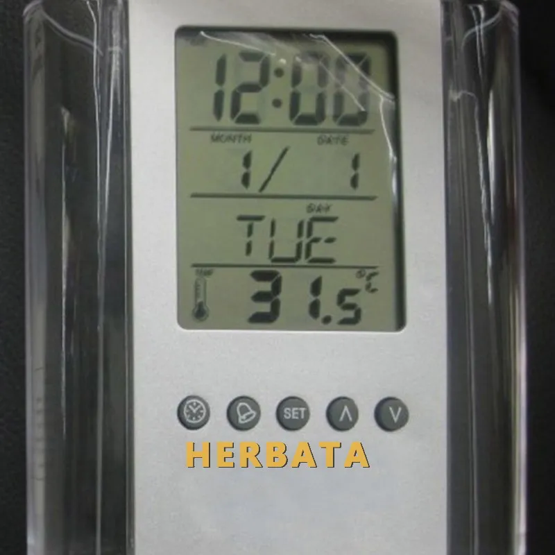 LCD Display Electronic Digital Desk Table Calendar Pencil Holder Date Temperature Table Calendar CL