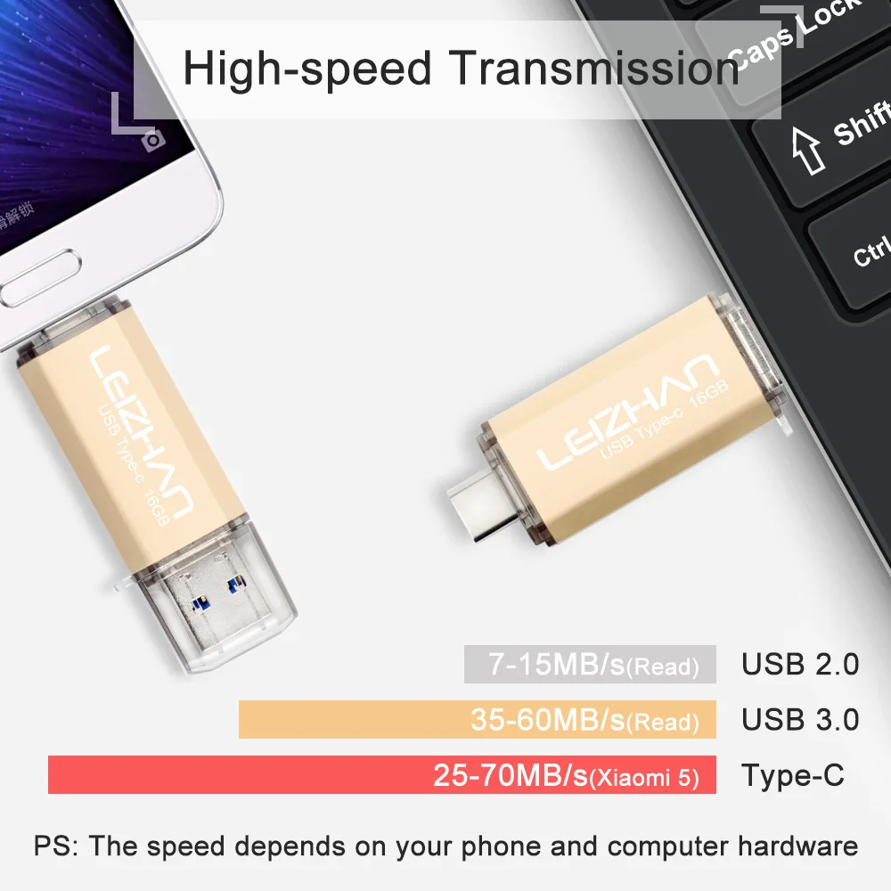 LEIZHAN OTG USB флеш накопитель 3 0 Type C для Samsung S10 S9 128 Гб 64 ГБ 32 16 Tipo Флешка флешка|USB