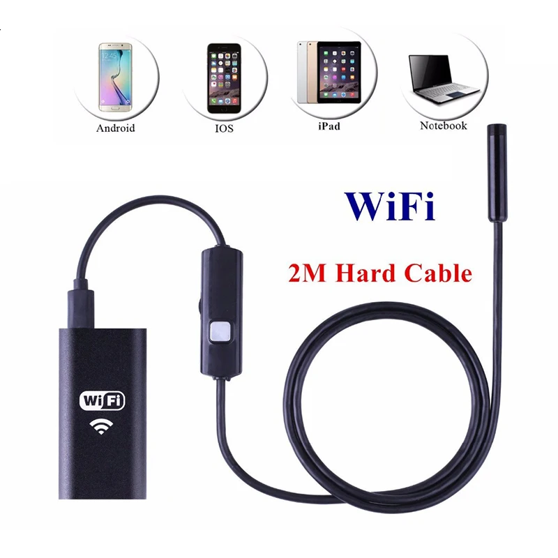 

2018 Wifi Endoscope Camera 8MM Lens 2M Waterproof Inspection Borescope Endoskop Snake Camera IP67 HD IOS Android Hard Tube