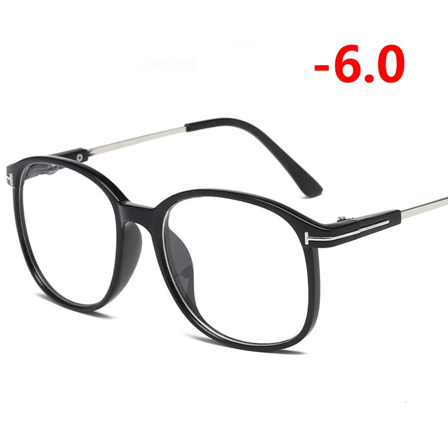 Ретро большие оправы, очки для женщин и мужчин, очки для глаз, оптические очки Oculos De Grau-1,0-1,5-2,0-2,5-3,0-6,0 - Цвет оправы: Myopia 600