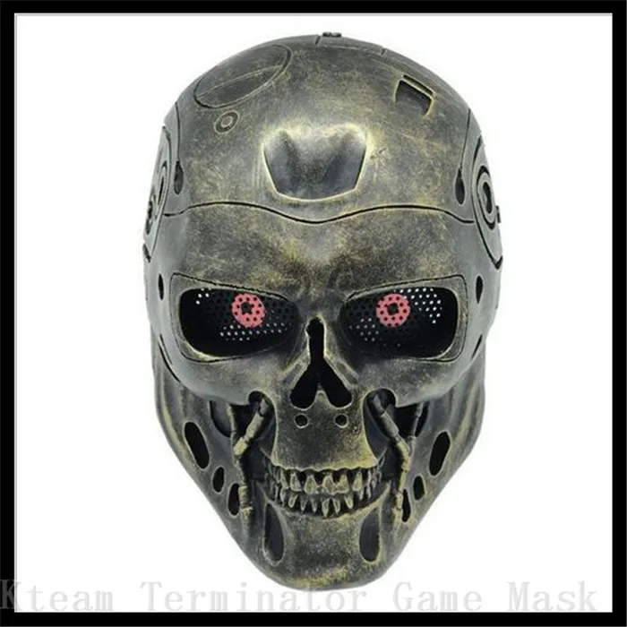 Image Halloween Party Cosplay Skull Mask The Horror Movie Terminator Theme Full Face Fiberglass Resin Masks Gold Silver Free Shipping