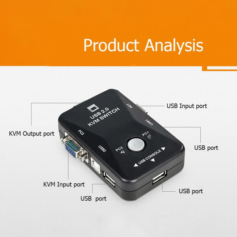 Usb 2,0 Kvm переключатель 2 порта Usb коммутатор 1920*1440 Vga переключатель SVGA разветвитель коробка для обмена компьютером монитор клавиатура