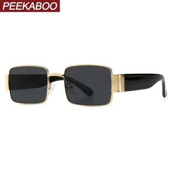 

Peekaboo black gold male sunglasses men metal frame red yellow green summer style 2019 sun glasses for women square uv400