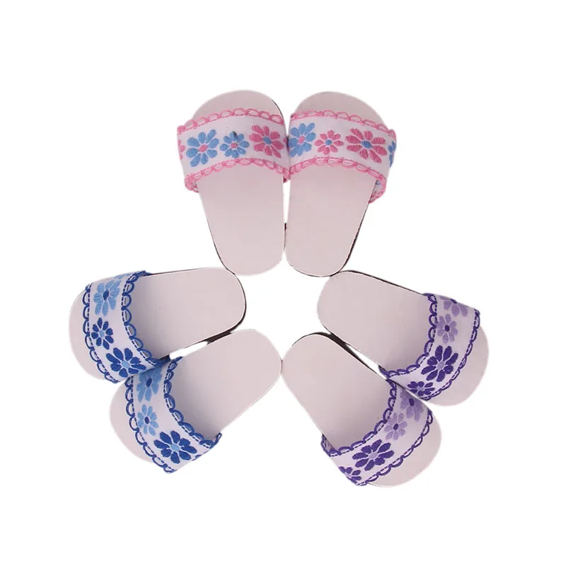 2 styles 6 colors Doll shoes Beach Slippers Fit 18" American Girl Doll
