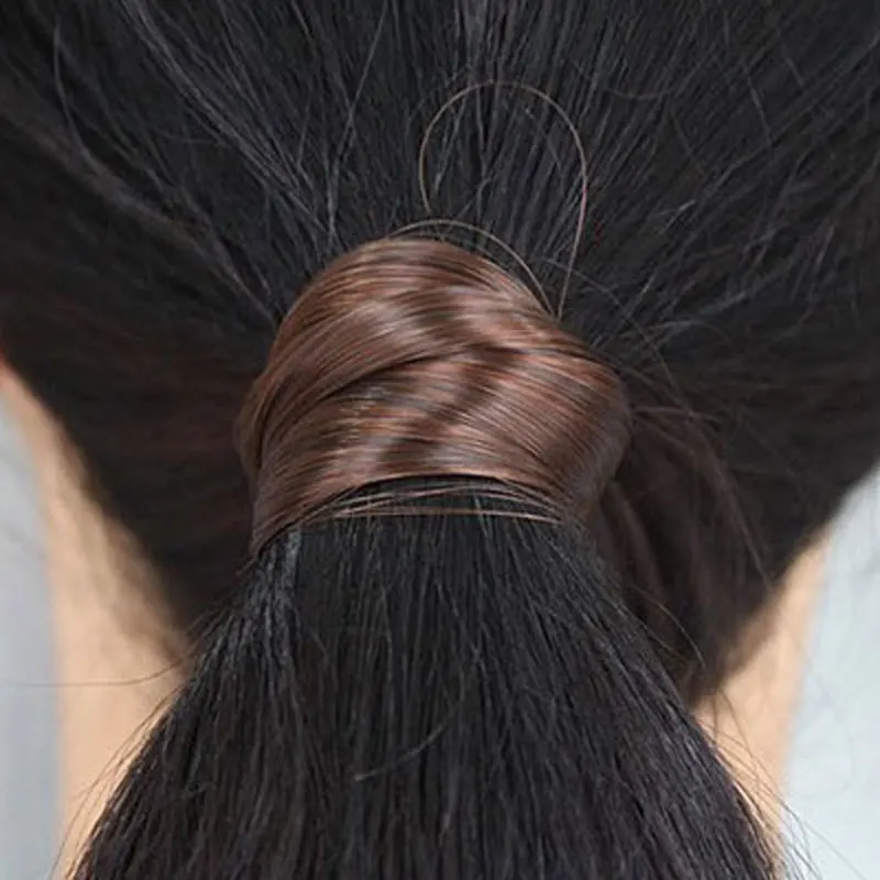 Women's Rubber Band Gum On Head False Hair Rope Ring Ponytail Elastic Hair Band 
