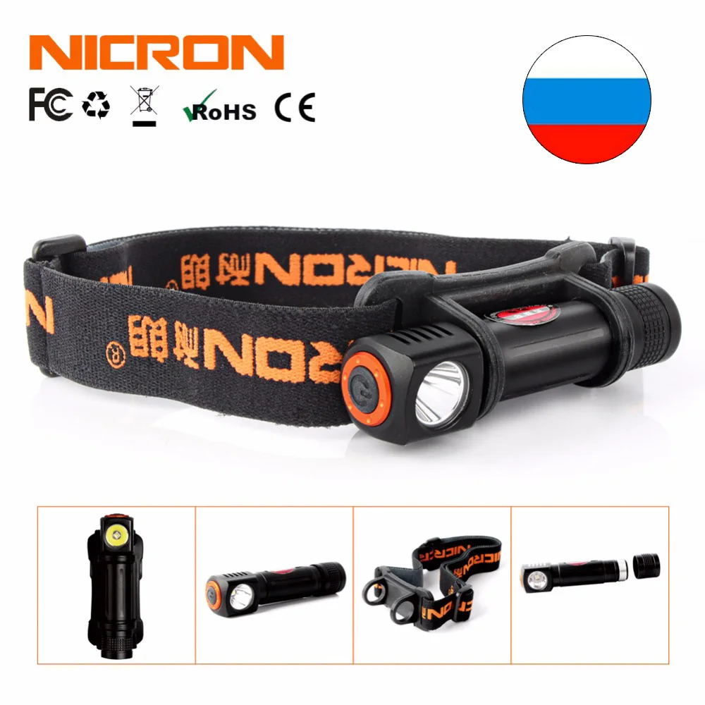 NICRON 1 Вт Мини светодиодный головной фонарь 120лм Кемпинг 72 м дальний луч