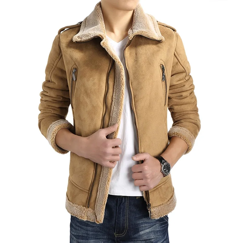 suede leather coat khaki 01