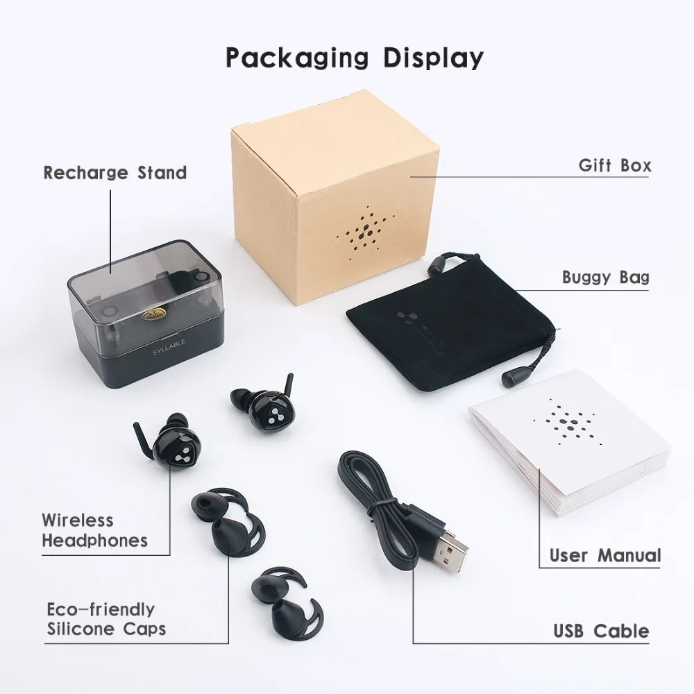 SYLLABLE D900MINI bluetooth 4.1 earphone noise reduction bluetooth headset for mobile phone wireless sports bass earphone