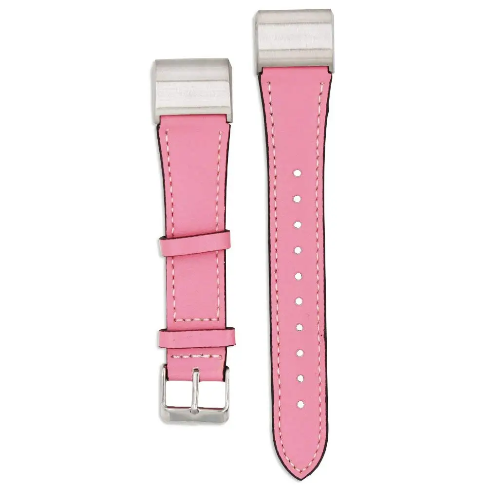 Genuine Leather Band for Fitbit Charge 2 Bands Classic Wristband Metal Connectors Fitness Strap Women Men Small Large (2)