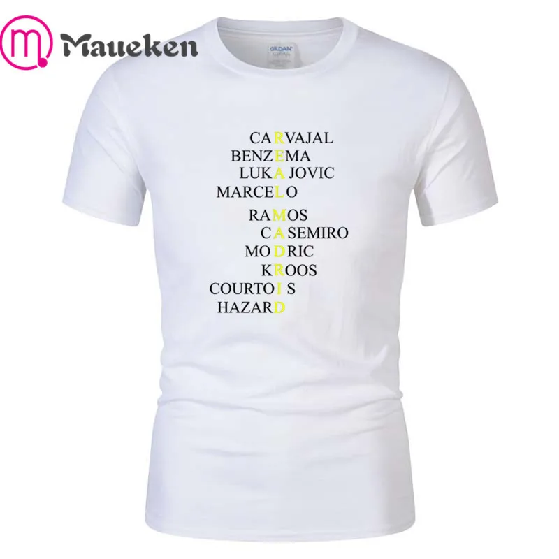 

2019 hala madrid all player name hazard benzema ramos modric jovic cool Short Sleeve champions for real fans gift