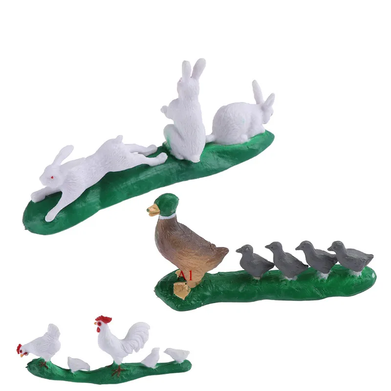 

1PCS Cute Rabbits Cocks Ducks Ornament Micro Landscape Terrarium Fairy Garden Decor Miniature Figurine Home Decoration