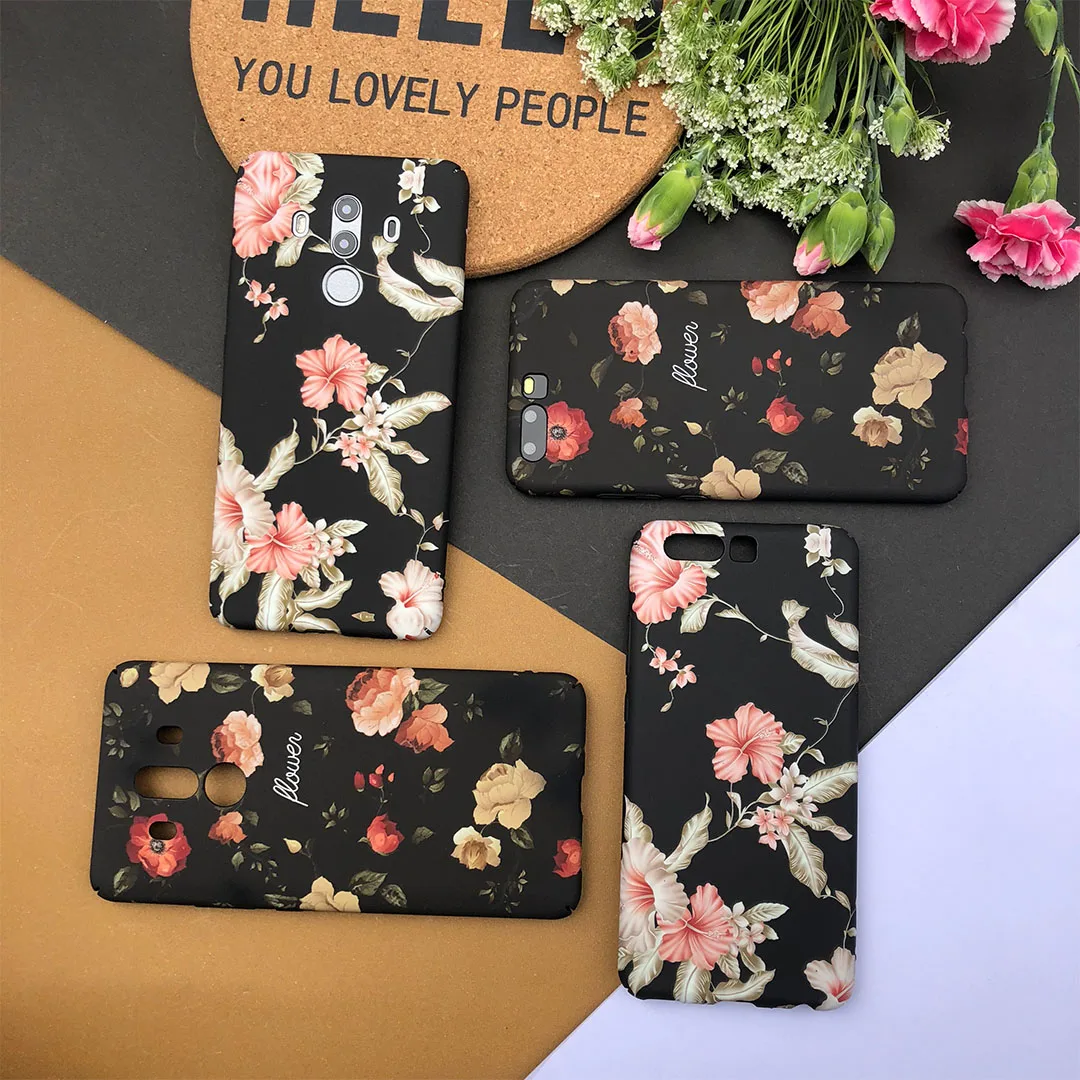 For iPhone X Cute Retro 7 8 Plus White Black Graffiti Flower Case 5 5s SE 6 6s PC Hard Cover |