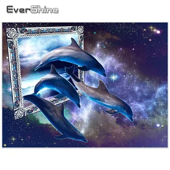 

EverShine 5D DIY Diamond Painting Dolphin Pictures Of Rhinestones Diamond Embroidery Full Display Animals Decoration Of Home